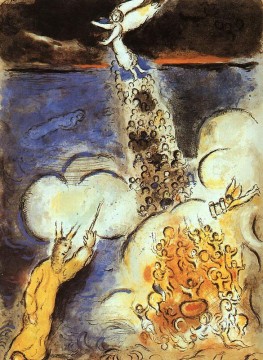 Moisés llama las aguas sobre el ejército egipcio contemporáneo Marc Chagall Pinturas al óleo